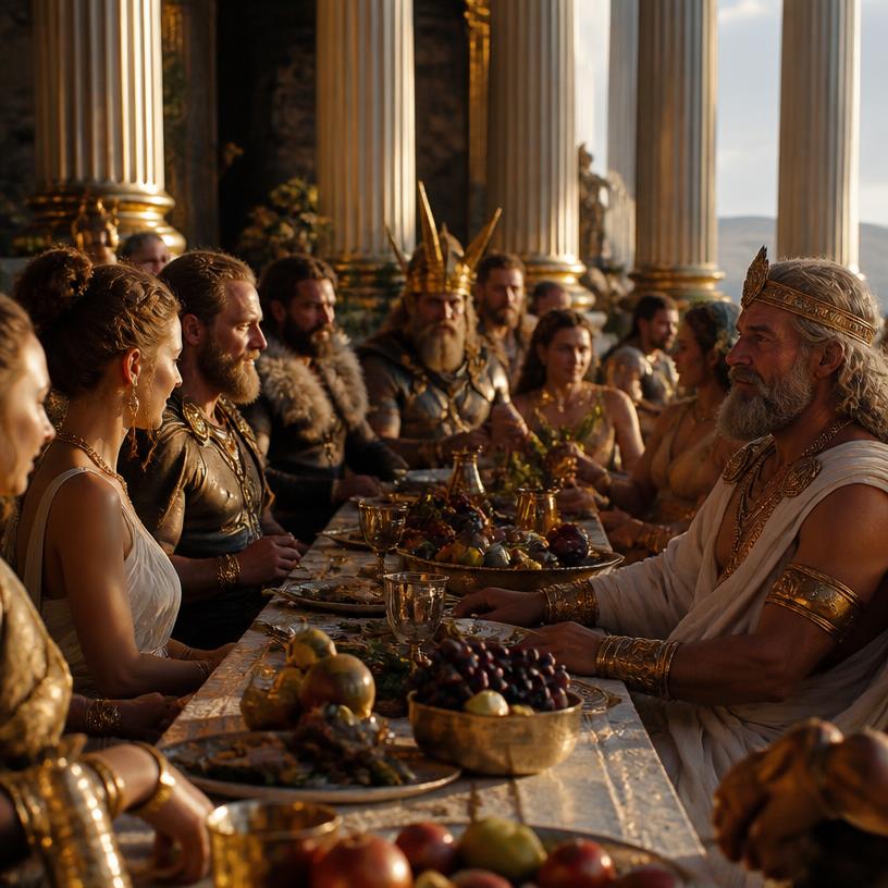 Divine Drama: From Valhalla's Feast to Olympus' Party